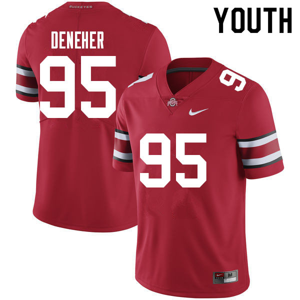 Ohio State Buckeyes Jack Deneher Youth #95 Red Authentic Stitched College Football Jersey